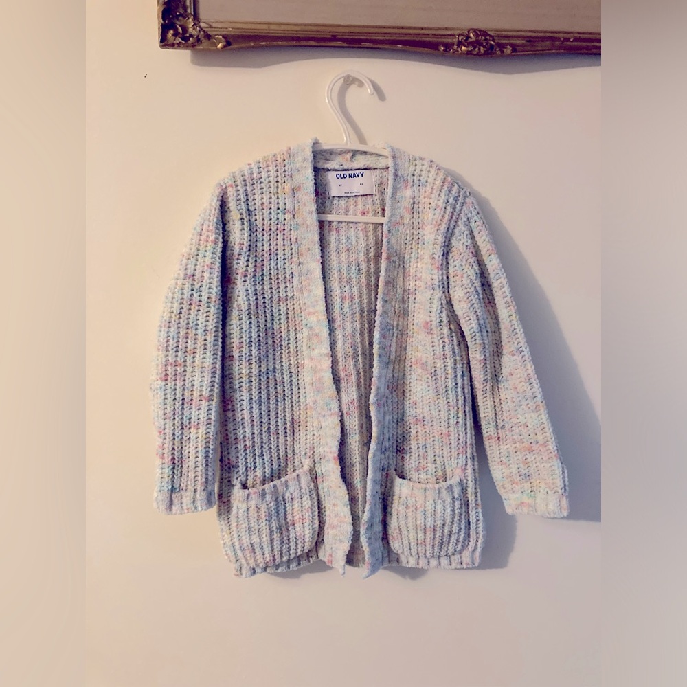 Old Navy Rainbow Knit Cardigan Toddler Sweater Spring Pastel Cardigan Size 4T